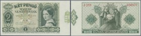 Hungary: pair of the 2 Pengö 1940, P.108, one of them miscut with the Hungarian Korona at right instaed of left on front of the note. Both notes in ne...