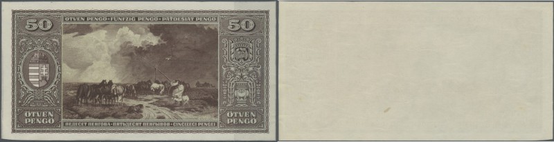 Hungary: back side proof for the 50 Pengö 1945, P.110p in nearly perfect conditi...