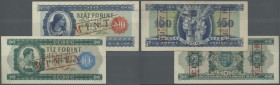Hungary: pair with 10 and 100 Forint 1946 Specimen, P.159s, 160s, both with perforation and red ovpt. ”MINTA” and regular serial number on back. Both ...