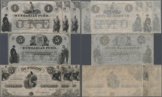 Hungary: very nice set with 7 notes of the Hungarian Fund 1852 remainder, comprising 3x1Dollar remainder and 5 Dollars 1852 issued note with serial nu...