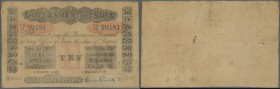 India: Government of India 10 Rupees 1912 P. A10, stronger used with stained paper and faded print, small holes in paper, issued for MADRAS condition:...