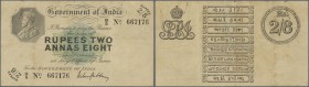 India: Government of India 2 Rupees 8 Annas ND(1917) P. 2, stronger center fold in paper, fixed with tape on back, no holes or border tears, still str...