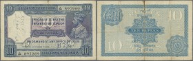 India: set of notes 10 Rupees ND(1917-30) P. 7b, sign. Taylor, both notes used, with folds, writings on the note, stain in paper, especially on back, ...