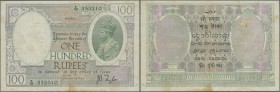 India: 100 Rupees ND(1917-30) sign. Taylor, MADRAS issue P. 10q, used with vertical and horizontal folds, pinholes, tiny center hole, small paper thin...