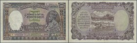 India: ultra rare condition banknote of 1000 Ruppes ND(1928) portrait KGV P. 12c, CALCUTTA issue, very crisp and clean paper, never washed or pressed,...