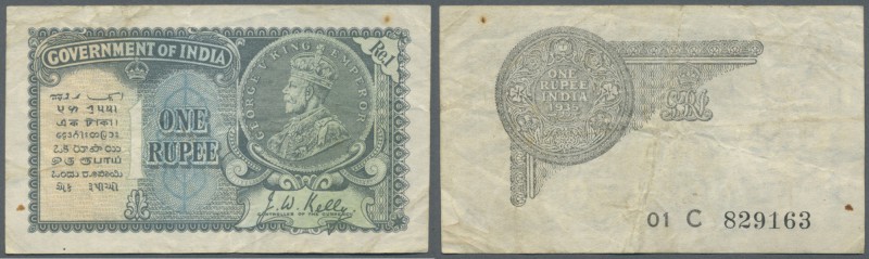 India: 1 Rupee 1935 with watermark Portrai King George V, P.14a, still nice cond...