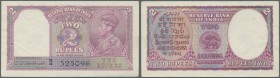 India: 2 Rupees ND P. 17b, unfolded, light creases at left, 2 pinholes, condition: XF.