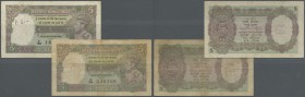 India: set of 2 notes 5 Rupees P. 18a, b, both used with folds and stains in paper, usual pinholes, no repairs, condition: F. (2 pcs)