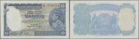 India: 10 Rupees ND sign. Taylor portrait KGVI P. 19, 2 usual pinholes, no folds, condition: UNC.