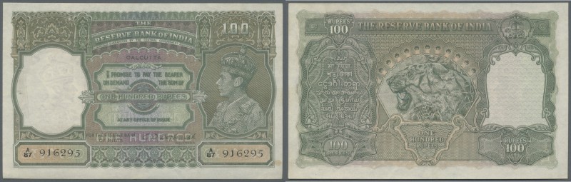 India: 100 Rupees ND(1937-43), place of issue CALCUTTA with signature Deshmuk, P...