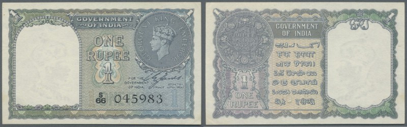 India: 1 Rupee 1940, P.25a in nearly perfect condition with a tiny dint at upper...