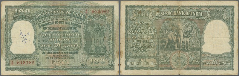 India: Gulf Issue 100 Rupees ND P. R4, used with folds and light stain in paper,...