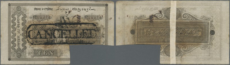 India: Bank of Bengal Commerce Issue 10 Sicca Rupees 1830 P. S40, stamped and cu...