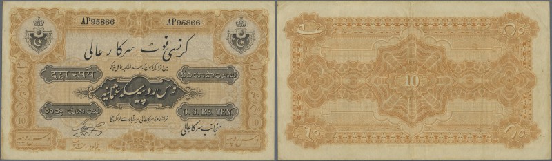 India: Hyderabad 10 Rupees ND(1916-36) P. S265 in nice condition with only light...