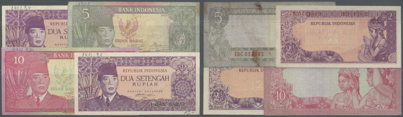Indonesia: set with 4 Banknotes Irian Barat (Western New Guinea) containing 2 x ...