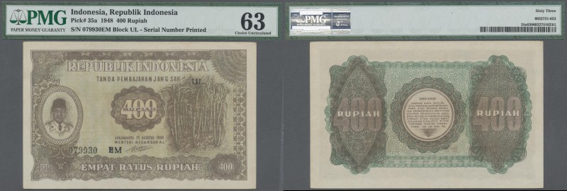 Indonesia: Republic Indonesia 400 Rupiah 1948, P.35a, exceptional denomination i...