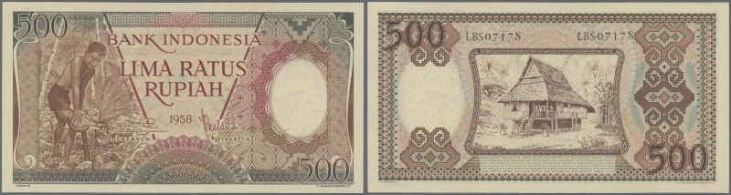 Indonesia: 500 Rupiah 1958, P.60, tiny dint at upper left corner, otherwise perf...