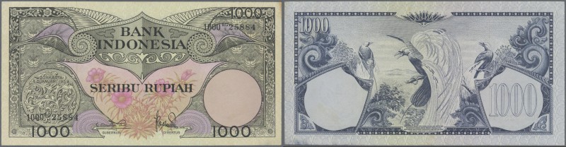 Indonesia: 1000 Rupiah 1959, P.71b without printers name, almost perfect conditi...