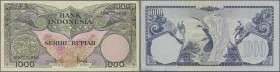 Indonesia: 1000 Rupiah 1959, P.71b without printers name, almost perfect condition with a tiny spot at upper right border and dint at upper left corne...