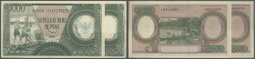 Indonesia: pair of the 10.000 Rupiah 1964, one without and one with arms on watermark area, P.100, 101, both in perfect UNC condition (2 pcs.)