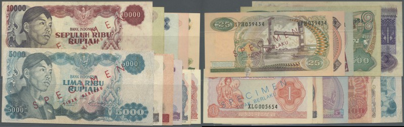 Indonesia: set of 11 Specimen notes from 1 to 10.000 Rupiah 1968 P. 102s-112s, m...