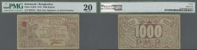 Indonesia: Central Treasury of Bengkoeloe 1000 Rupiah 1947, P.S165b with many folds and creases, lightly toned paper and small border tears, PMG grade...
