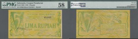 Indonesia: Djambi 5 Rupiah ”Coupon Penukaran” (Redemption Coupon) 1948, P.S268 , great original shape and bright colors, PMG graded 58 Choice About Un...