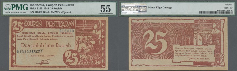 Indonesia: 25 Rupiah 1948 ”Coupon Penukaran” Issue, P.S269 with minor edge damag...