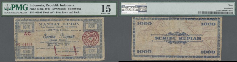 Indonesia: Kas Negara Daerah (Governmental Treasury), Palembang 1000 Rupiah 1947...