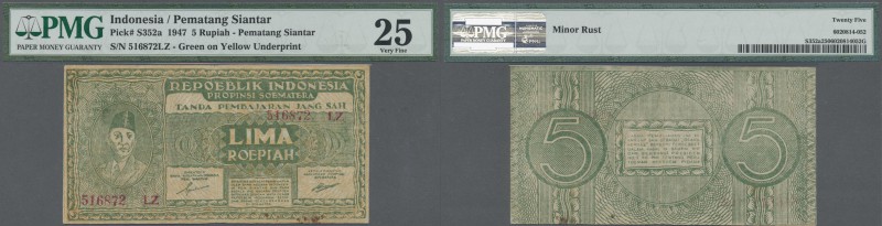 Indonesia: Treasury, Pematang Siantar, Siumatra Province 5 Rupiah 1947, P.S352a ...