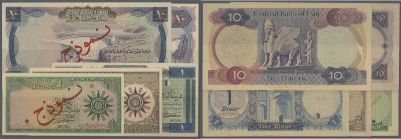 Iraq: set of 5 different Specimen banknotes containing 1/4 Dinar ND P. 51s, 1/2 ...