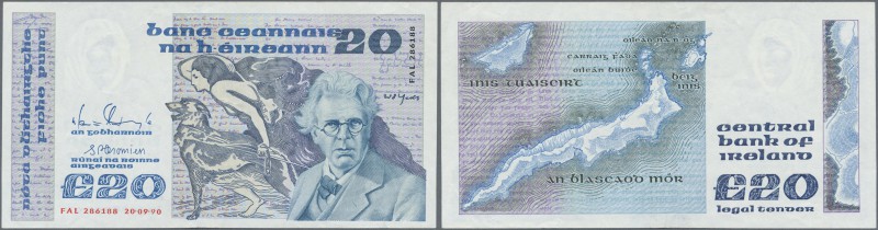 Ireland: 20 Pounds 1990 P. 73a, light folds and creases in paper, condition: VF+...