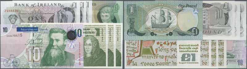 Ireland: set of 8 mostly different notes containing 2x 1 Pound Bank of Ireland 1...