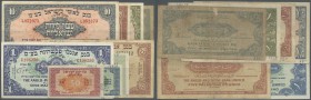 Israel: set with 9 Banknotes Anglo-Palestine Bank and first issue of the National Bank of Israel 1948 til 1952 comprising 50, 100, 250 Prutah, 1 and 5...