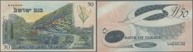 Israel: 50 Pounds 1955 Specimen P. 28as with zero serial numbers and speicmen overprint, unfolded but light handling in paper and some tiny pinholes a...