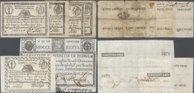 Italian States – Papal State: set with 6 Assignates Banco di S. Spririto di Roma 87 Scudi 1796 P.S461 (XF+), 1 1/2 Paoli, 7 Paoli and 3 x 10 Paoli yea...