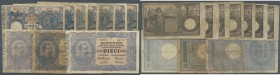 Italy: Set of 10 notes containgin 3x 10 Lire L.1888 P. 20 (2x VG, 1x F+) and 7x 5 Lire L.1904 P. 23 all in used condition (F), nice set. (10 pcs)