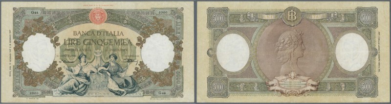 Italy: 5000 Lire 1947 P. 85a, light folds in paper, washed and pressed but still...