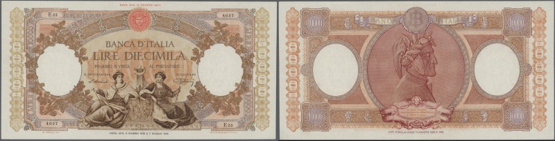 Italy: 10.000 Lire 1948 P. 89a, light center fold, probably pressed, no holes or...
