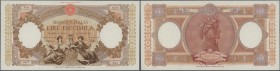 Italy: 10.000 Lire 1948 P. 89a, light center fold, probably pressed, no holes or tears, nice colors, condition: VF.