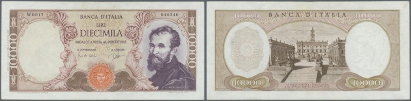 Italy: 10.000 Lire 1962, replacement note with serial ”W”, P.97a in excellent co...
