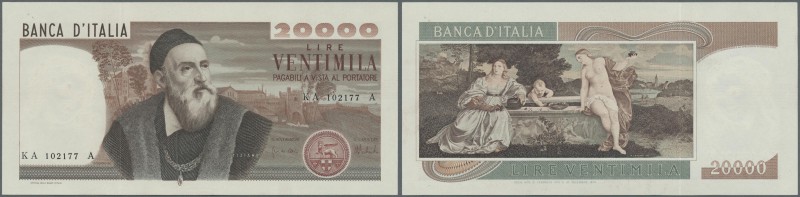 Italy: 20.000 Lire February 21st 1975, P.104 with Portrait of Tiziano Vecellio i...