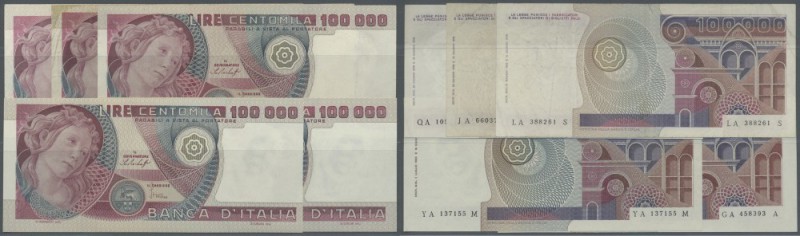 Italy: Set of 5 banknotes 100.000 Lire containing 3x Pick 108a / Bi916 dated 197...