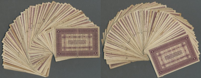 Italy: Set of 55 notes 1 Lire ND(1918) P. M4, all notes is VG to F condition, ni...