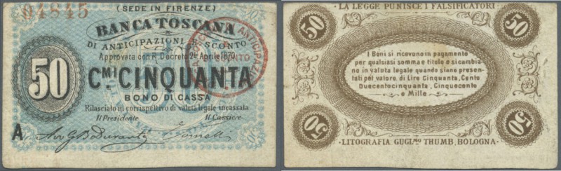 Italy: Banca Toscana 50 Centesimi L.1870 P. NL, light handling in paper but no f...