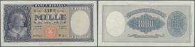 Italy: 1000 Lire 1947 REPLACEMENT letter ”W” Bi 695sp, light center bend, handling and light corner fold at upper left, no holes or tears, strong cris...