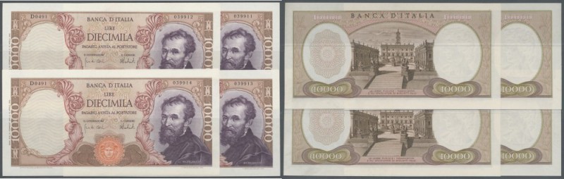 Italy: Set of 4 CONSECUTIVE banknotes 10.000 Lire 1973 Bi857, with serial number...