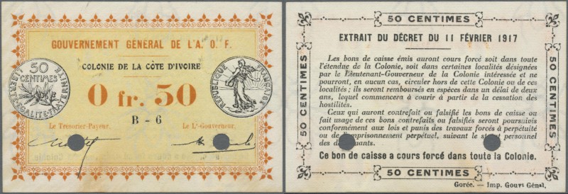 Ivory Coast: 50 Centimes Proof Print without serial number and cancellation hole...