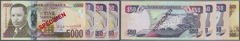 Jamaica: set of 4 specimen banknotes containing 3x 50 Dollars 2012, 2010, 2007 P...