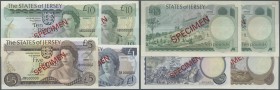 Jersey: set of 4 Specimen notes containing 1 Pound, 5 Pounds and 2x 10 Pounds ND P. 11s, 12s, 13as, 13bs, all in condition: UNC. (4 pcs)